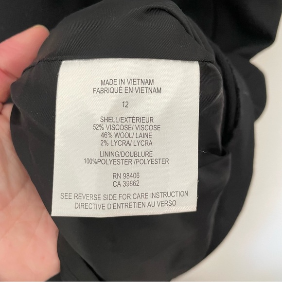 Theory Rikala Wool Blend Black Sheath Mini Dress Size 12 - Picture 11 of 11